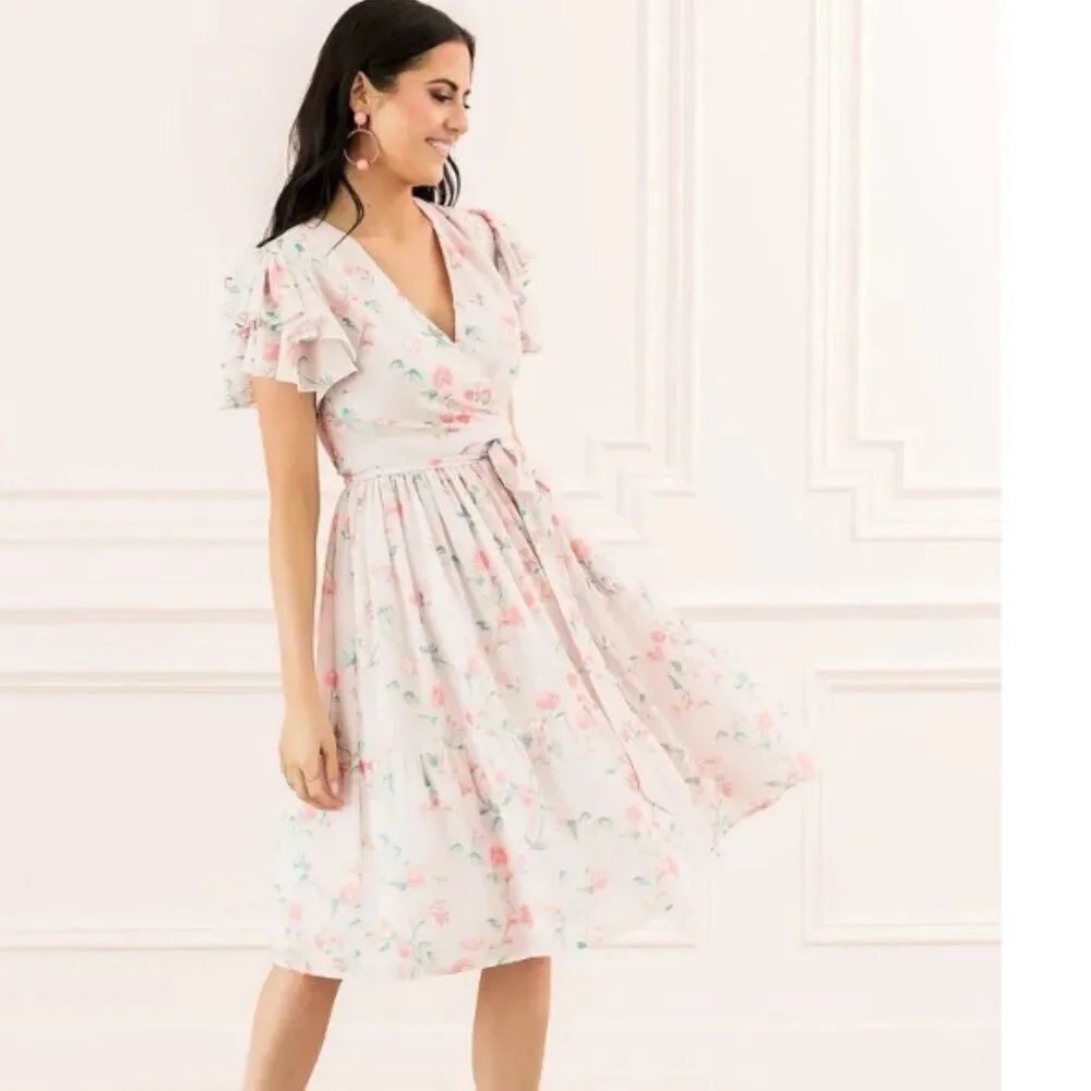 Like New! Rachell Parcell Tiered Ruffle-Sleeve Dress Romantic Pink in Size XS